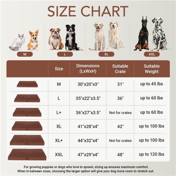 Brown Orthopedic Dog Bed for Large Dogs with Non-Slip Bottom Size(35"x22"x3.5") - Picture 3 of 7